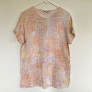 Purejill linen blend short sleeve tunic top. Size S.